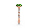 Rose gold Oval Cut Peridot Solitaire Ring with Round  Pavé Band and Four-Prong Setting_46