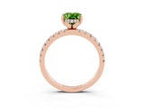 Rose gold Oval Cut Peridot Solitaire Ring with Round  Pavé Band and Four-Prong Setting_47