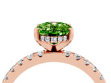 Rose gold Oval Cut Peridot Solitaire Ring with Round  Pavé Band and Four-Prong Setting_48