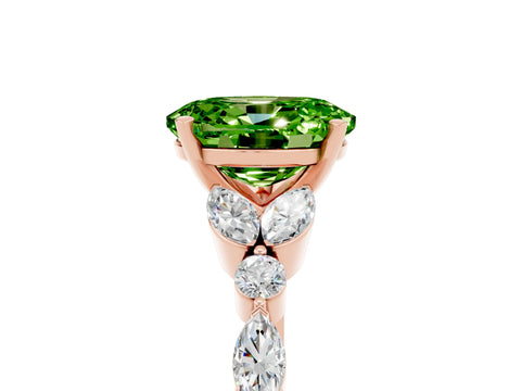 Rose gold Oval Cut Peridot Solitaire Ring with Side Stones and Four-Prong Setting_17