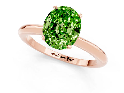 Rose gold Oval Cut Peridot Solitaire Ring with Six-Prong Setting and Classic Band_1
