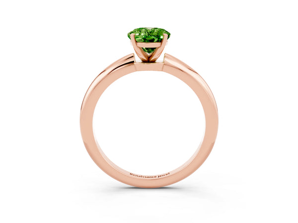 Rose gold Oval Cut Peridot Solitaire Ring with Six-Prong Setting and Classic Band