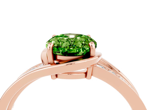 Rose gold Oval Cut Peridot Solitaire Ring with Split Shank and Prong Setting_4