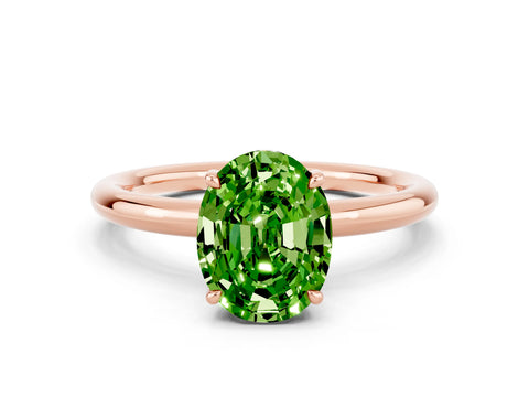 Rose gold Oval Cut Peridot Solitaire Ring with Thin Band and Four-Prong Setting_12