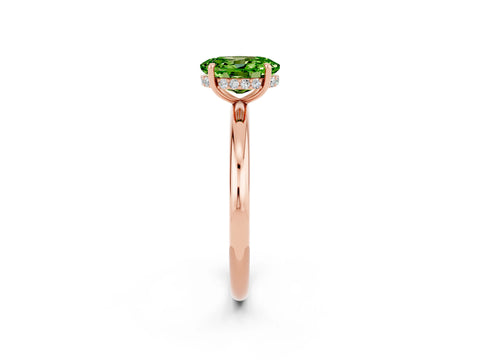 Rose gold Oval Cut Peridot Solitaire Ring with Thin Band and Four-Prong Setting_14