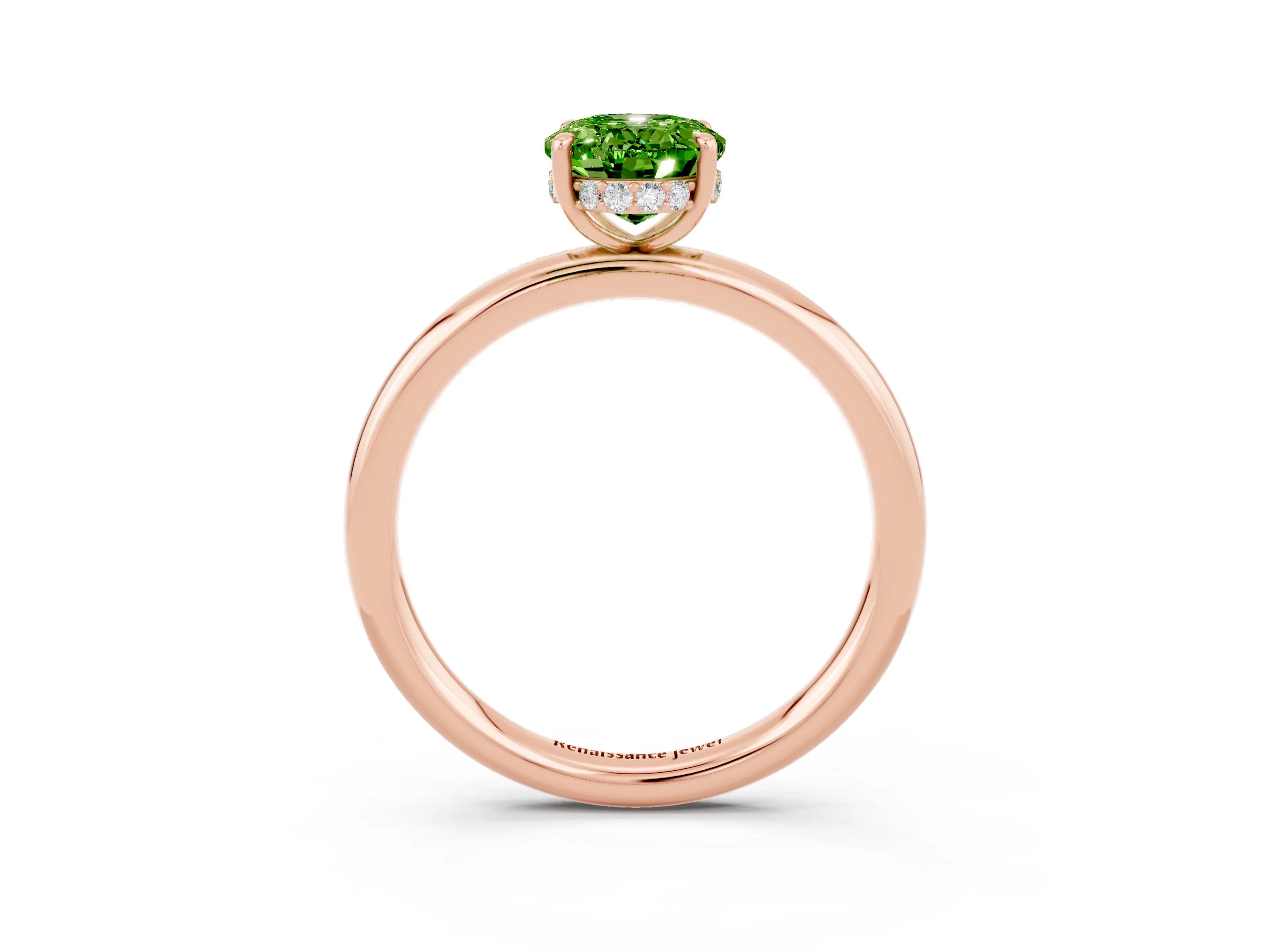 Rose gold Oval Cut Peridot Solitaire Ring with Thin Band and Four-Prong Setting_15