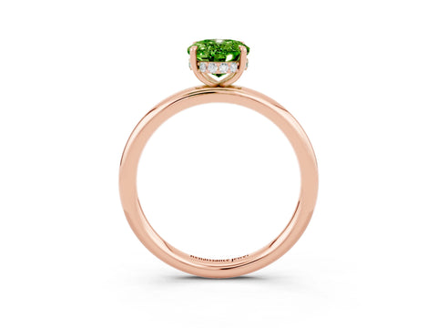 Rose gold Oval Cut Peridot Solitaire Ring with Thin Band and Four-Prong Setting_15