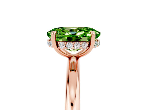 Rose gold Oval Cut Peridot Solitaire Ring with Thin Band and Four-Prong Setting_17