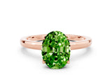 Rose gold Oval Cut Peridot Solitaire Ring with Thin Band and Prong Setting_12