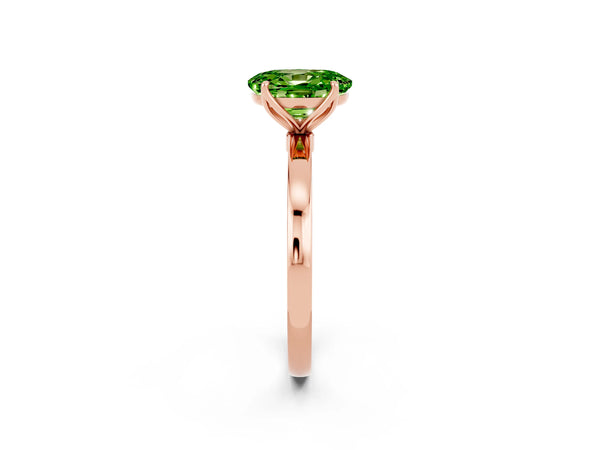 Rose gold Oval Cut Peridot Solitaire Ring with Thin Band and Prong Setting