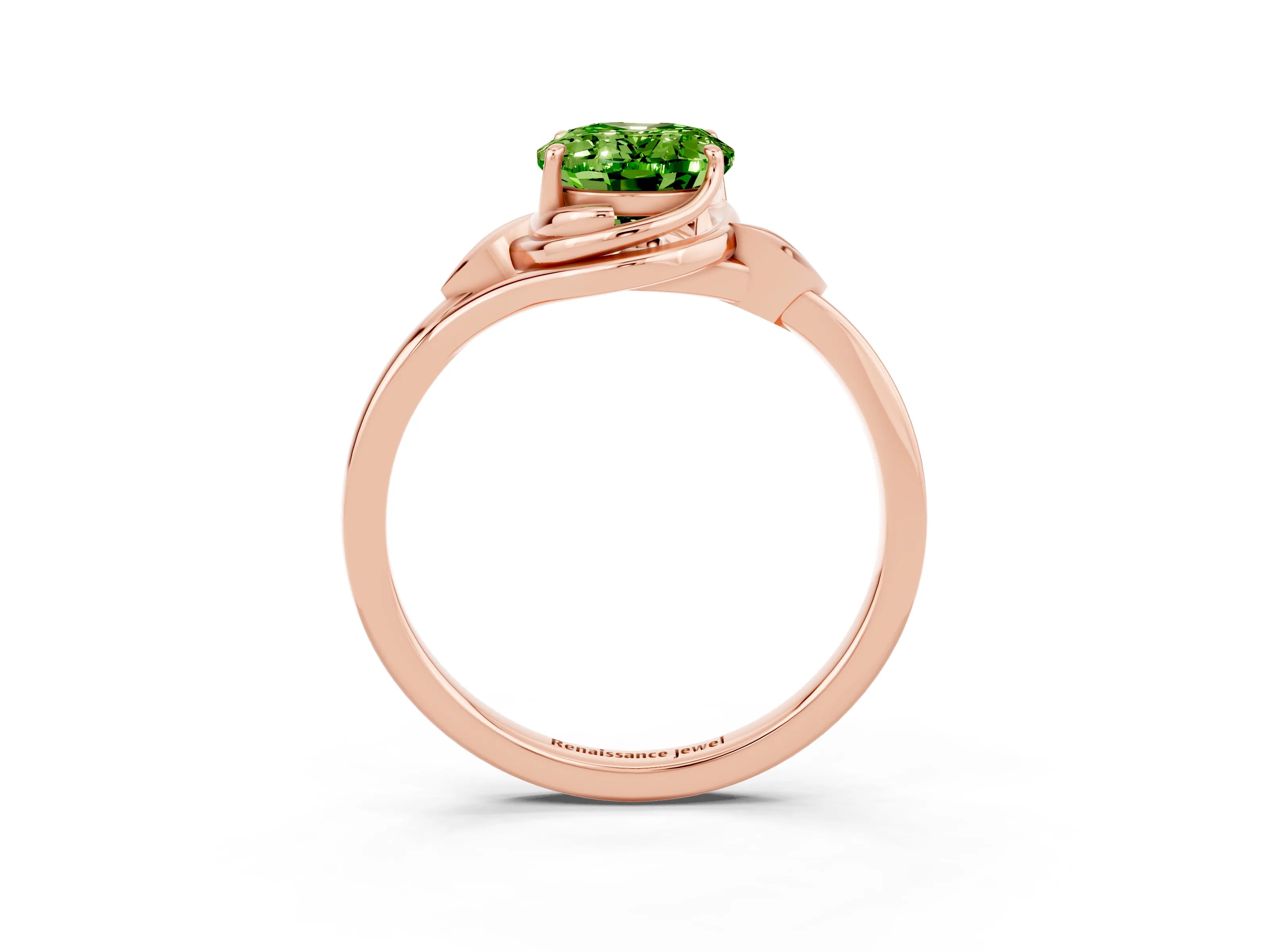 Rose gold Oval Cut Peridot Solitaire Ring with Twist Band and Four-Prong Setting_27