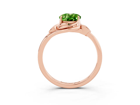 Rose gold Oval Cut Peridot Solitaire Ring with Twist Band and Four-Prong Setting_27