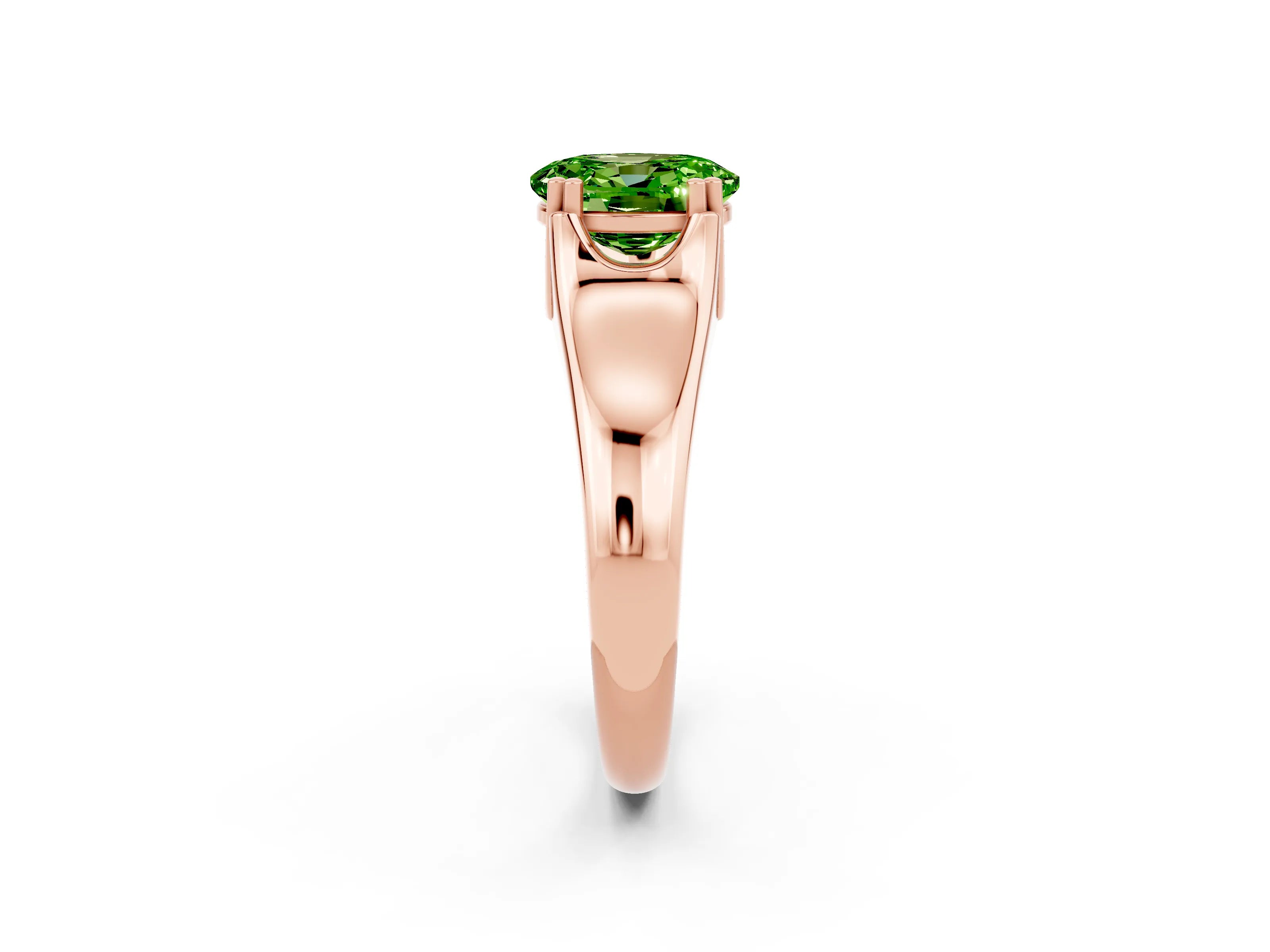 Rose gold Oval Cut Peridot Solitaire Ring with Wide Band and Prong Setting_2