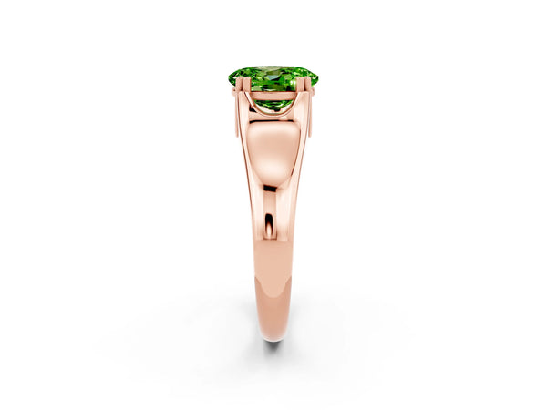 Rose gold Oval Cut Peridot Solitaire Ring with Wide Band and Prong Setting