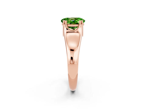 Rose gold Oval Cut Peridot Solitaire Ring with Wide Band and Prong Setting_2