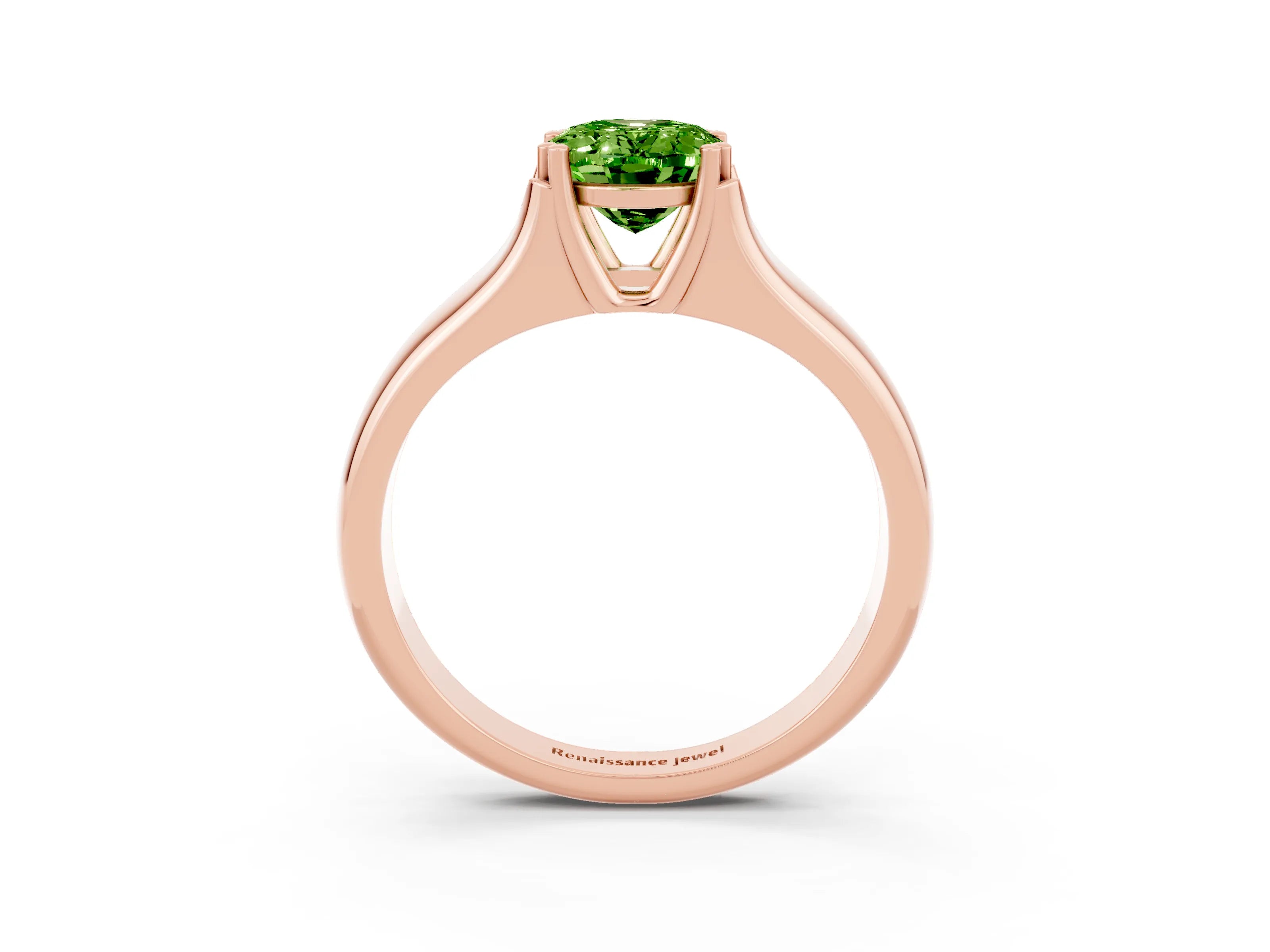 Rose gold Oval Cut Peridot Solitaire Ring with Wide Band and Prong Setting_3