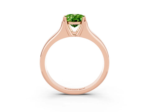 Rose gold Oval Cut Peridot Solitaire Ring with Wide Band and Prong Setting_3