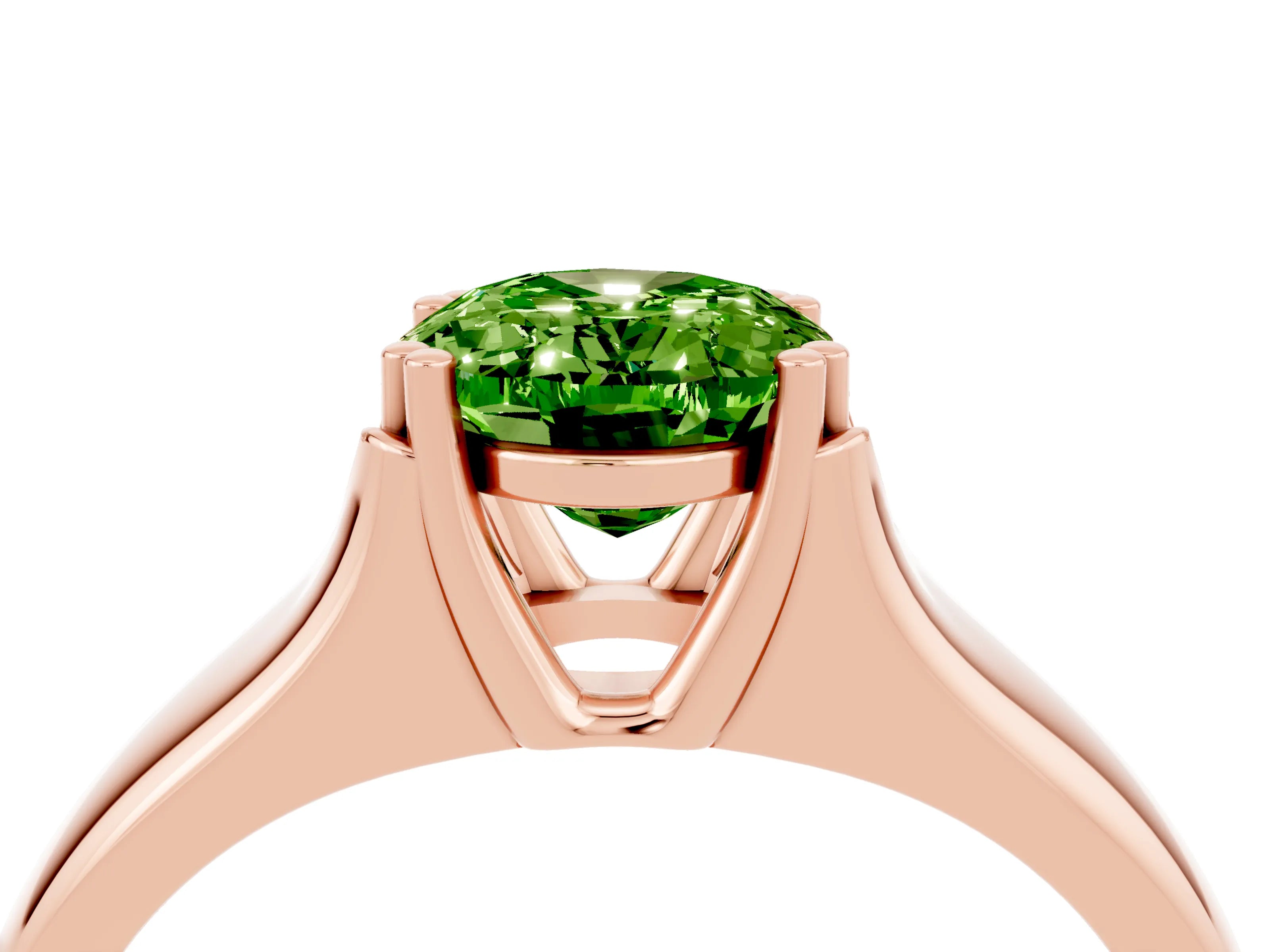 Rose gold Oval Cut Peridot Solitaire Ring with Wide Band and Prong Setting_4