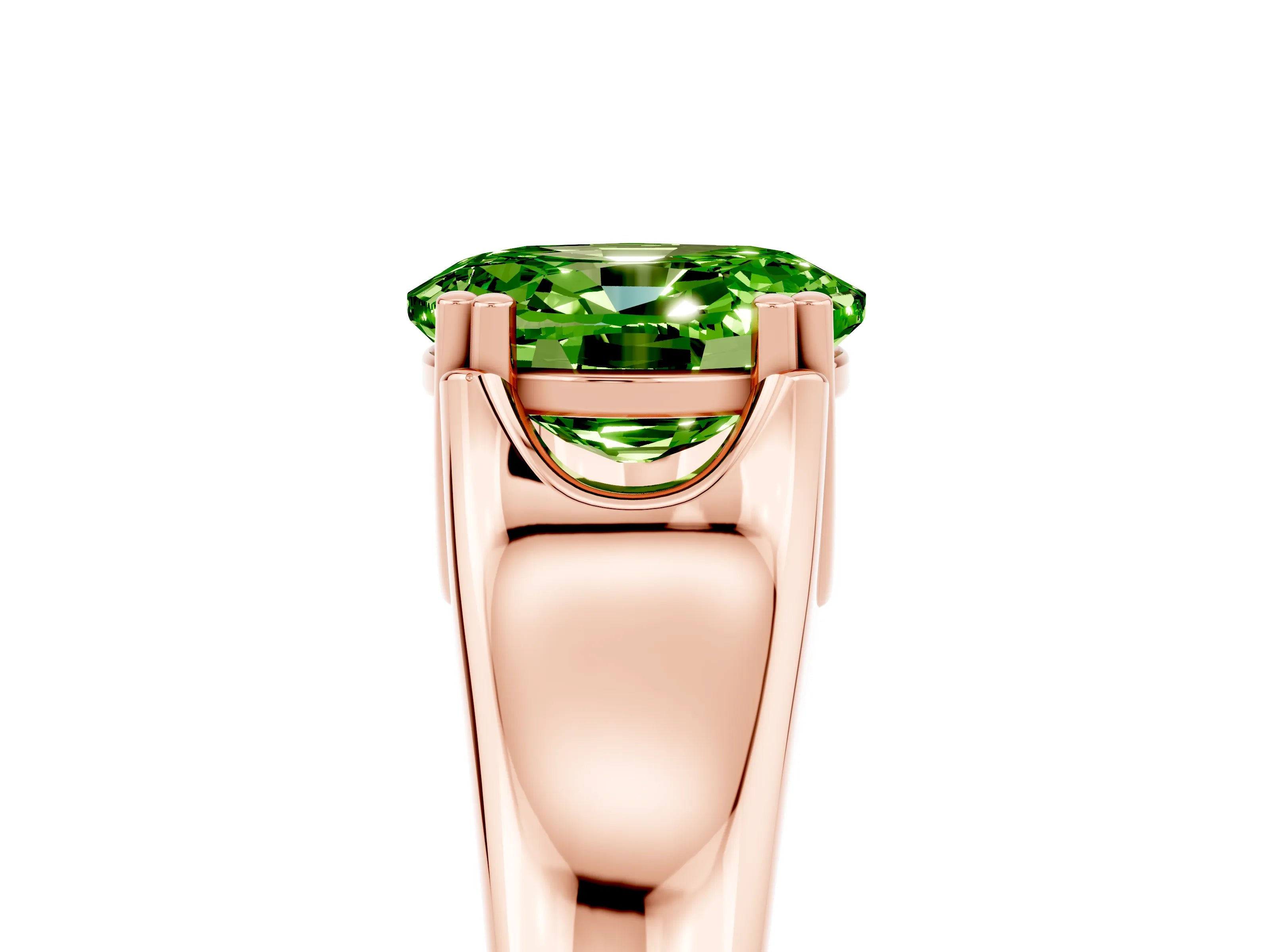 Rose gold Oval Cut Peridot Solitaire Ring with Wide Band and Prong Setting_5