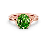 Rose gold Oval Cut Peridot Solitaire Twist Band Prong Setting Ring_36