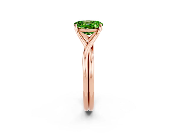 Rose gold Oval Cut Peridot Solitaire Twist Band Prong Setting Ring