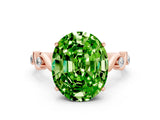 Rose gold Oval Cut Peridot Solitaire Twisted Band with Round  Accents and Prong Setting_12