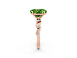 Rose gold Oval Cut Peridot Solitaire Twisted Band with Round  Accents and Prong Setting_14