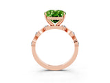 Rose gold Oval Cut Peridot Solitaire Twisted Band with Round  Accents and Prong Setting_15