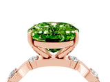 Rose gold Oval Cut Peridot Solitaire Twisted Band with Round  Accents and Prong Setting_16