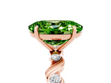 Rose gold Oval Cut Peridot Solitaire Twisted Band with Round  Accents and Prong Setting_17