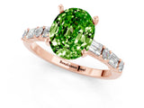 Rose gold Oval Cut Peridot Solitaire with Side Baguettes and Channel Set Band_1