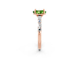 Rose gold Oval Cut Peridot Solitaire with Side Baguettes and Channel Set Band_2