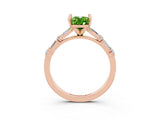 Rose gold Oval Cut Peridot Solitaire with Side Baguettes and Channel Set Band_3