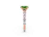Rose gold Oval Cut Peridot Solitaire with Side Stones, Pave Band, Four-Prong Setting_38