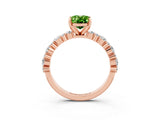Rose gold Oval Cut Peridot Solitaire with Side Stones, Pave Band, Four-Prong Setting_39