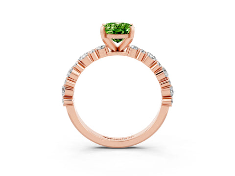 Rose gold Oval Cut Peridot Solitaire with Side Stones, Pave Band, Four-Prong Setting_39