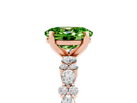 Rose gold Oval Cut Peridot Solitaire with Side Stones, Pave Band, Four-Prong Setting_41