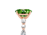 Rose gold Oval Cut Peridot Solitaire with Side Stones on a Pavé Band and Four-Prong Setting_5
