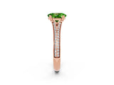 Rose gold Oval Cut Peridot Split Shank Engagement Ring with Pavé Band_2