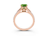 Rose gold Oval Cut Peridot Split Shank Engagement Ring with Pavé Band_3