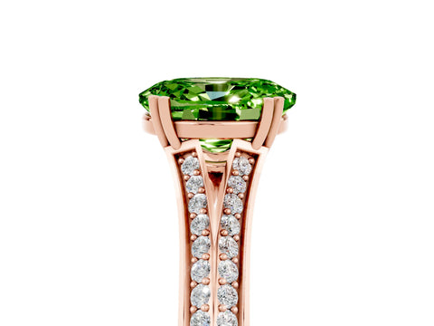 Rose gold Oval Cut Peridot Split Shank Engagement Ring with Pavé Band_5