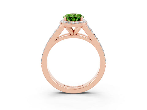 Rose gold Oval Cut Peridot Split Shank Halo Ring with Four-Prong Setting_15