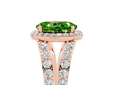 Rose gold Oval Cut Peridot Split Shank Halo Ring with Four-Prong Setting_17