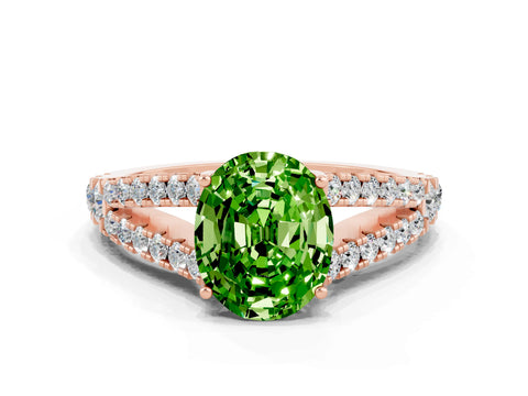 Rose gold Oval Cut Peridot Split Shank Pavé Engagement Ring with Four-Prong Setting_12