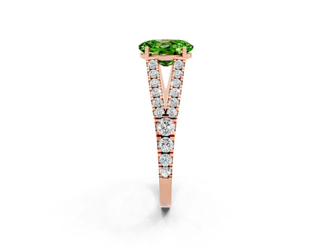 Rose gold Oval Cut Peridot Split Shank Pavé Engagement Ring with Four-Prong Setting_14