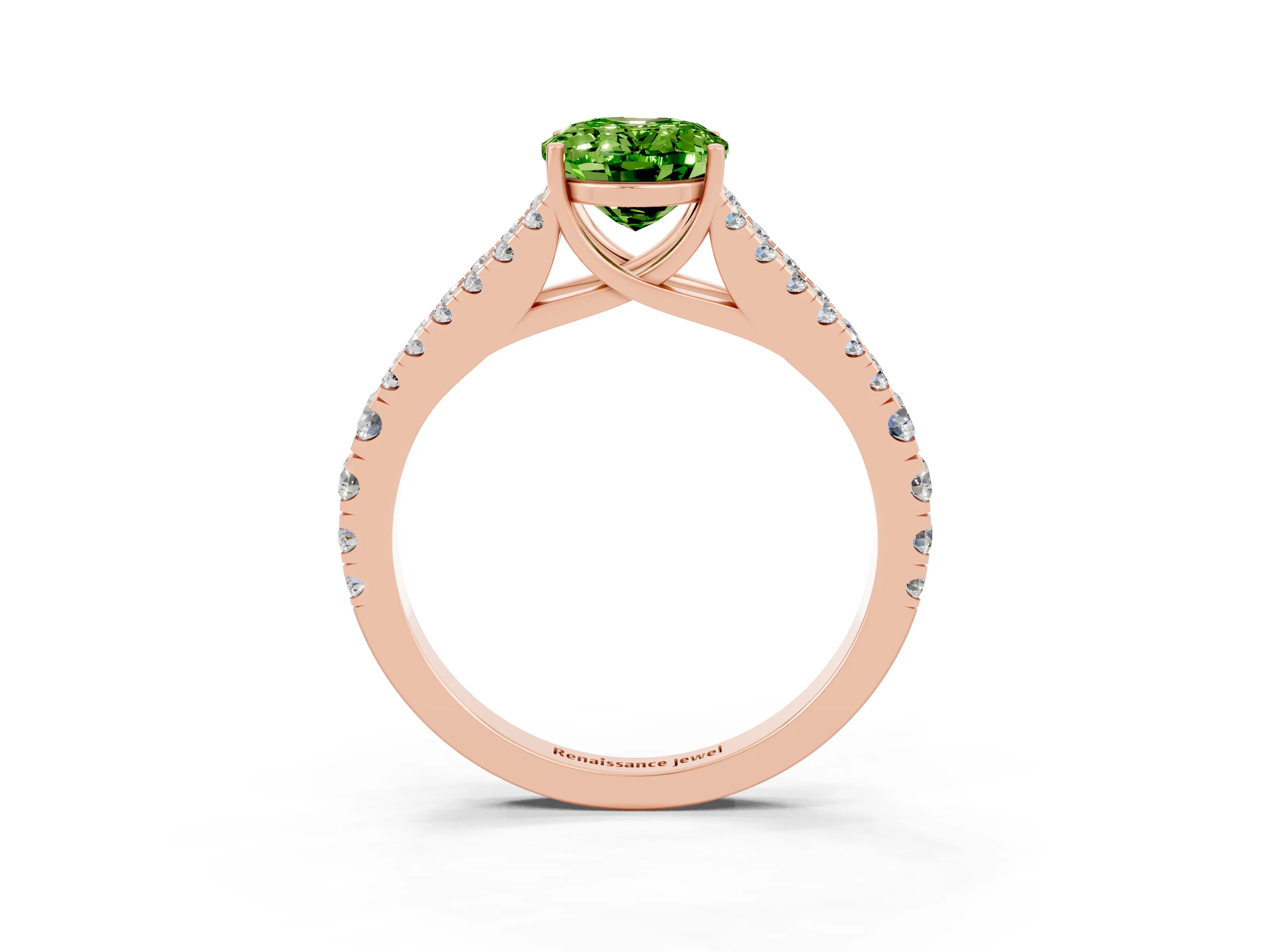 Rose gold Oval Cut Peridot Split Shank Pavé Engagement Ring with Four-Prong Setting_15