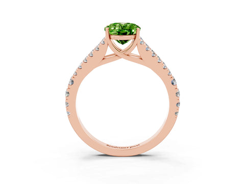 Rose gold Oval Cut Peridot Split Shank Pavé Engagement Ring with Four-Prong Setting_15