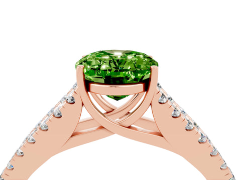Rose gold Oval Cut Peridot Split Shank Pavé Engagement Ring with Four-Prong Setting_16