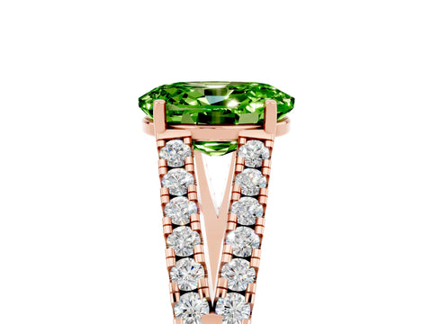 Rose gold Oval Cut Peridot Split Shank Pavé Engagement Ring with Four-Prong Setting_17