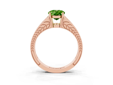 Rose gold Oval Cut Peridot Split Shank Ring with Pavé Band and Four-Prong Setting_3